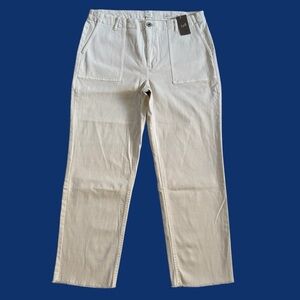 NWT J.Jill Denim High Rise Straight Leg Raw Hem Light Barley Pants Size 14